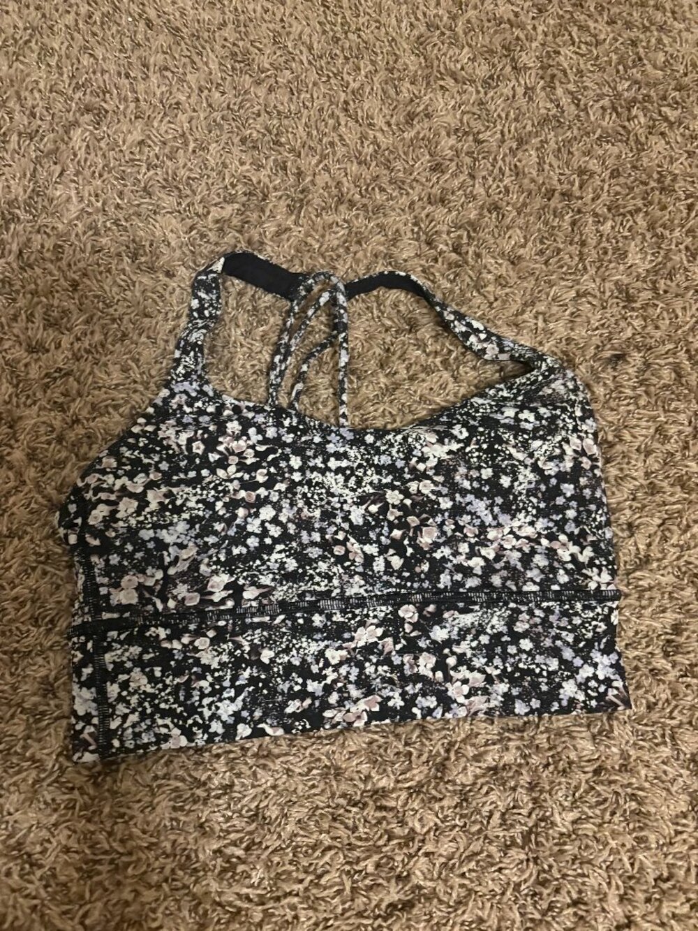 Lululemon Free To Be Bra *Long Line Size 6 Floral Spritz Multi Black White Pads